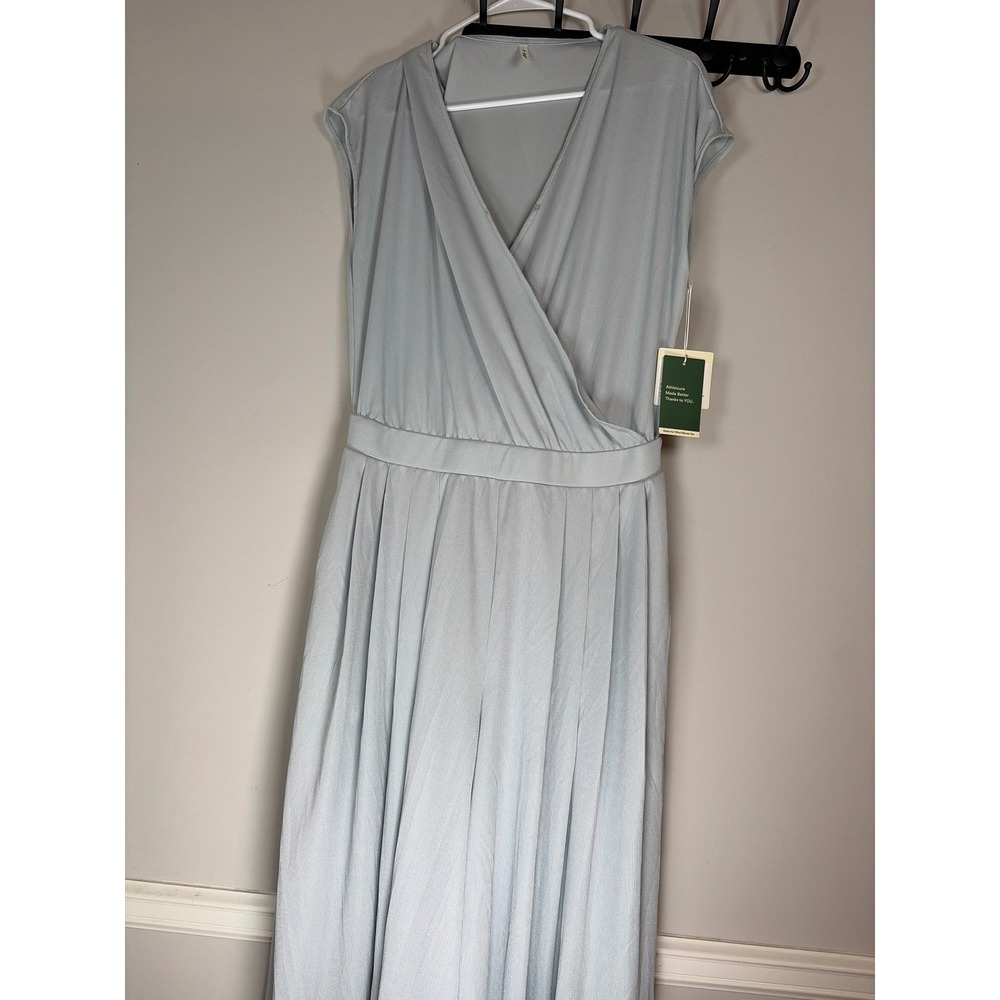 Halara Women Light Blue Ribbed Surplice Wide Leg Jumpsuit Large NWT